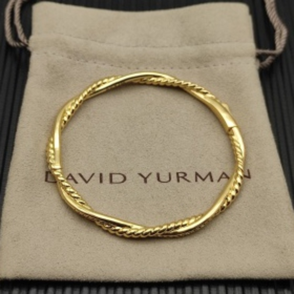⚜David Yurman⚜Gold‑Tone Intertwined Cable Cuff Bangle